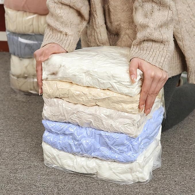 No-Pump Vacuum Storage Bags,2026 New Cube Compression Space Saver Bags,3D Vacuum Storage Bags,Upgrade Large Storage Compression Bags for Clothes, Blankets, Bedding, Comforters, M+L, 2