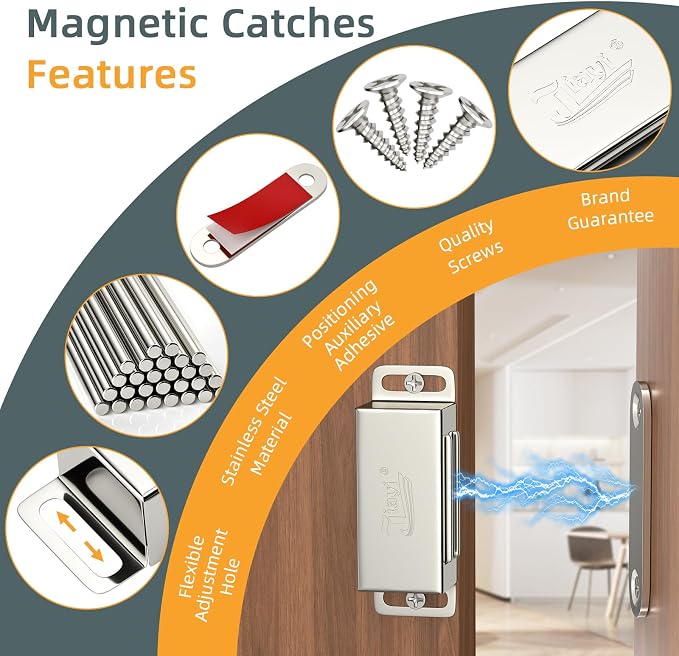 Cabinet Magnets Jiayi 12 Pack Magnetic Door Catch Stainless Steel Kitchen Cabinet Magnetic Catch Drawer Magnet for Cabinet Door Cupboard Magnetic Closures for Cabinet Magnetic Latches Cabinet Closer