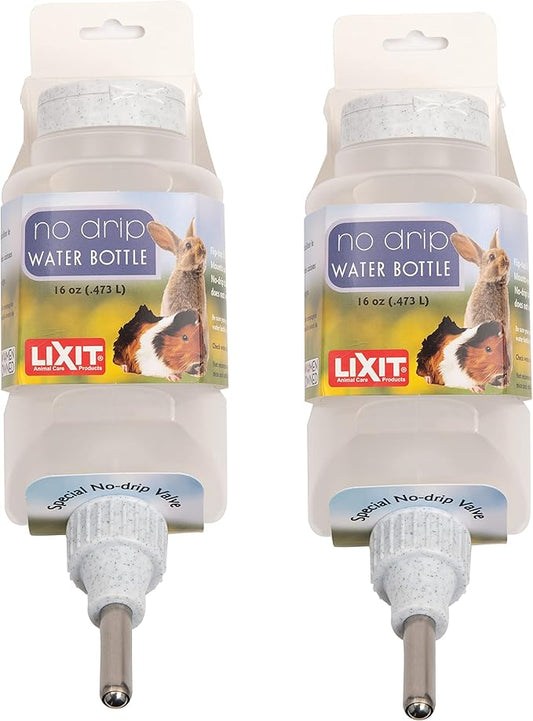 Lixit® Top Fill No Drip Water Bottles for Rabbits, Ferrets, Hamsters, Guinea Pigs, Rats, Chinchillas and Other Small Animals - Made in USA (Granite (Pack of 2), 16 Ounce)