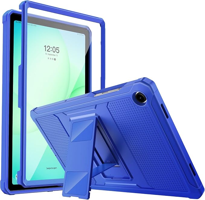 MoKo Shockproof Case Fit Samsung Galaxy Tab A11+ Plus/ A9+ 11 Inch | Full Body Rugged Stand Back Cover with Built-in Screen Protector for Galaxy Tab A11+/ A9+ Tablet, Klein Blue