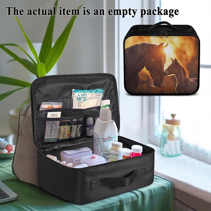 Rnyleeg Sunset Horse First Aid Kit for Home First Aid Bag Empty Emergency Medical Kit Portable Basic Outdoor Essentials Survival Kit