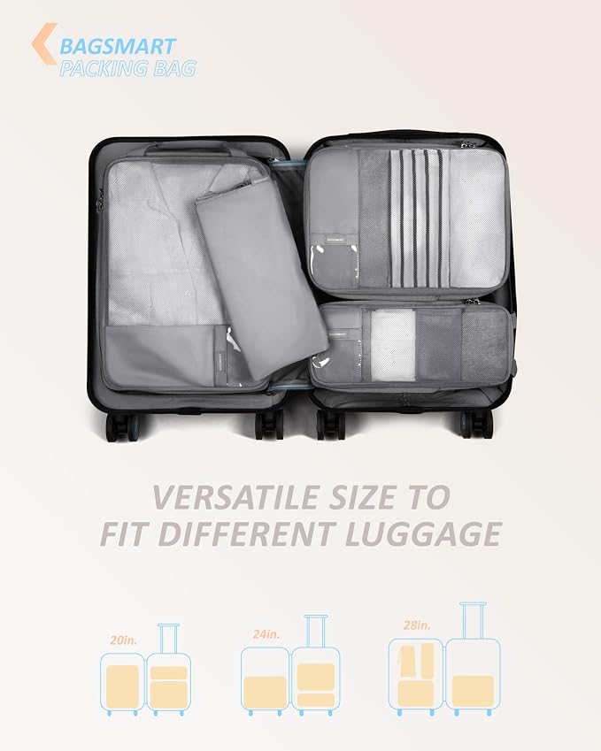BAGSMART Compression Packing Cubes for Travel Essentials | 14 Set /6 Set /4 Set/2 Set, Lightweight, Durable