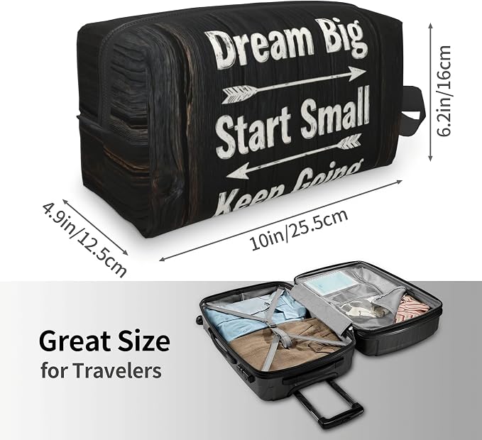 Inspirational Wood Wall Art Makeup Bag - Durable 600D Oxford Fabric Travel Cosmetic Bag, Shockproof Foam Padded Toiletry Organizer for Gym & Daily Use 10x6.2x4.9 Inch