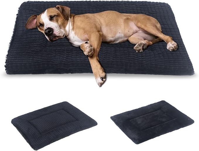 BVAGSS Reversible Dog Crate Pad, Memory Foam Pet Bed Mat, Soft Warm Machine Washable Sleeping Kennel Mattress for Small Medium Large Dogs XH079 (42''x28''x1.6'',Dark Grey)