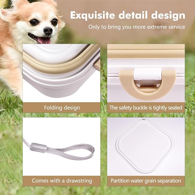 Collapsible Dog Bowls, Travel Food and Water Double Bowl for Cats & Dogs, 2-in-1 Portable BPA-Free Feeding Solution, Perfect for Traveling, Camping & Walking (S/ 60oz)