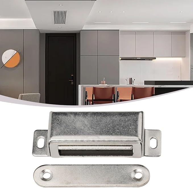 304 Stainless Steel Magnetic Cabinet Latch with 40kg Pull Force, Door Catch for Kitchen Bathroom and RV Use(L)