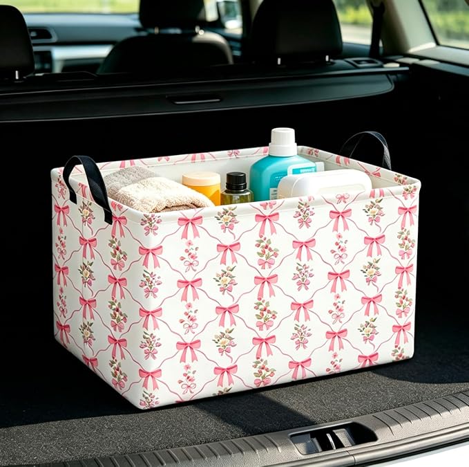 CLOCOR Rectangular Storage Basket Empty,Gift Basket,Waterproof Storage Bin,Room Decor(Spring Flower)