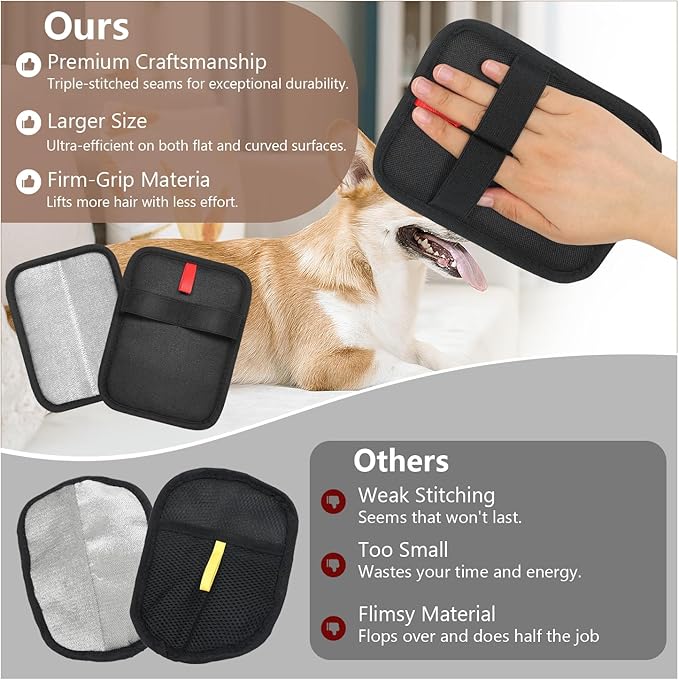 2Pack Pet Hair Removal Gloves - Gentle Deshedding Brush for Dogs & Cats, Efficient Fur & Hair Removal, Perfect for Home & Outdoor Use, Comfortable, Easy to Clean & Durable