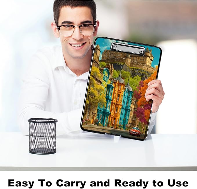 Heavy Duty Storage Clipboard, Slim Nursing Clipboard with Internal Pen Case, Portable File Organizer Case for A4 Letter Size Paper Office Medical Professionals, Castle Maple Tree