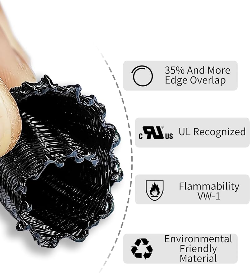Cable Management Split Wire Loom Sleeve - Cord Hider & Protector for Desk, Pet Chew Proof, Wire Cover Organizer, Flexible Tube for Wires and Cables (1/2 Inch 25FT, Black)