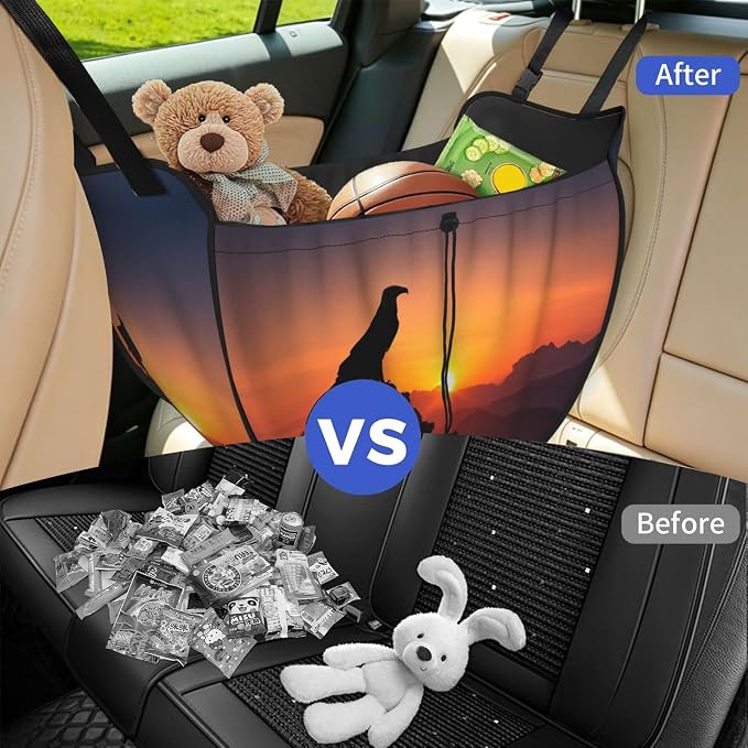 Eagle Mountain Peak Car Seat Organizer-Backseat Storage Bag for Travel | Waterproof Durable. Holds Snacks Gear Essentials. Fits Most Cars.