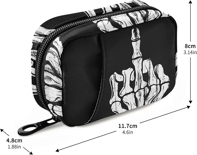 Hand Skull Pill Box 7 Day Pill Case Travel Pill Organizer Bag with Zipper Portable Weekly Case Compact Size for Vitamin Supplement Holder