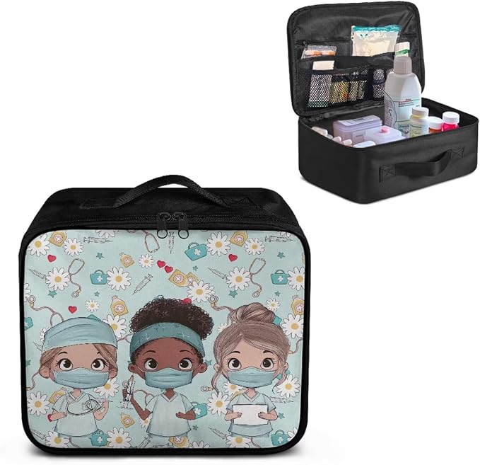 Empty First Aid Bag Nurse Blue Medical Bag Empty Large Capacity for Home Office and Travel Use Lightweight Washable Soft Fabric Organizational Pouch for Emergencies