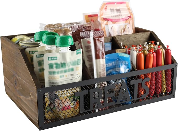 dog treat jar dog treat container for countertop Dog Treat Container Wooden grid snack storage box trapezoid cat treat jar Desktop treat bar