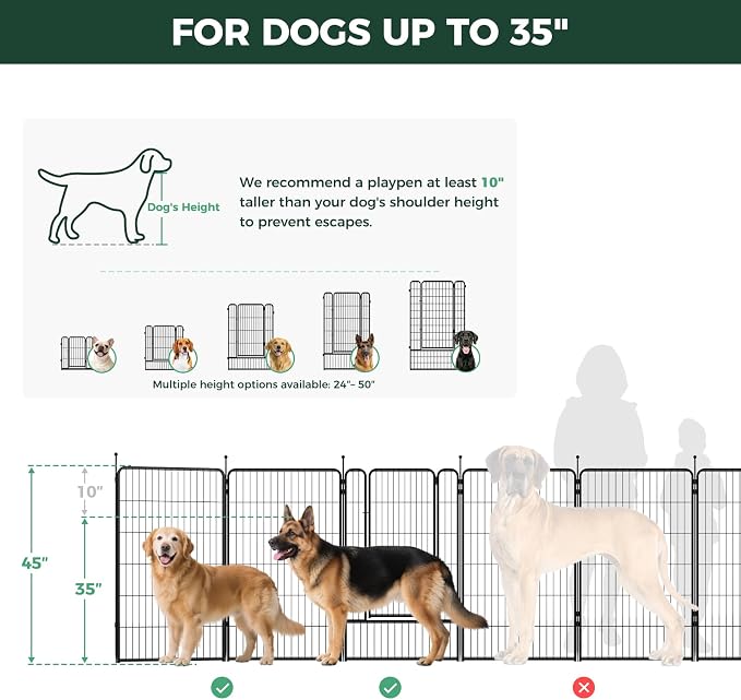 FXW Rollick Dog Playpen with RV Step Grid for RV Camping, 45" H, 16 Panels | Easy Setup & Sturdy, Blocks RV Stair Gaps, Fits RV Steps up to 26"W, For Large Dogs, Patented