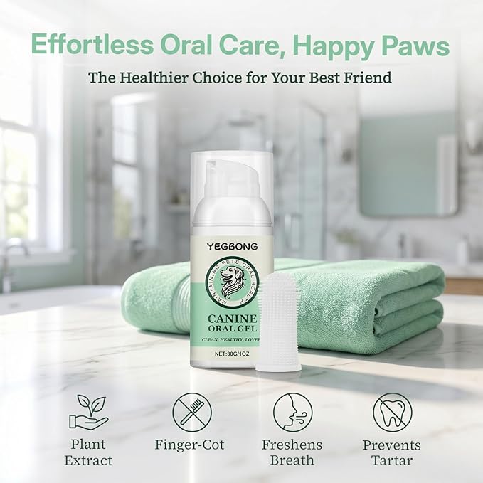 Dog Toothpaste and Toothbrush Kit, Dog Dental Gel for Plaque and Tartar Removal, Dog Teeth Cleaning for Fresh Breath and Daily Oral Support, Suitable for Dogs of All Ages(1 OZ)