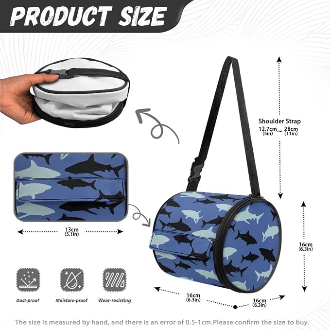 Sharks Paper Towel Holder Water Resistant Tissue Dispenser with Adjustable Strap,Versatile Cylinder Hanging Toilet Paper Roll Holder for Kitchen,Bathroom,Car Seat,Camping