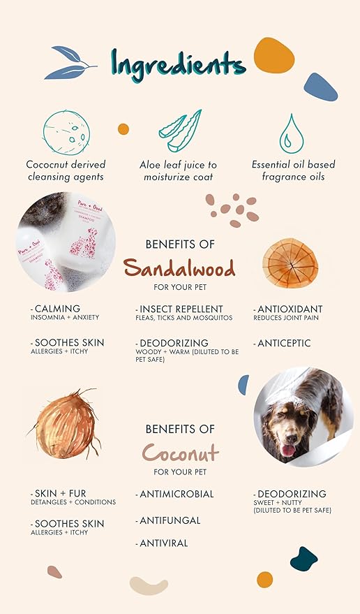 Pure + Good - Shampoo and Conditioner Set, Formulated for All Pets, Gentle and Cleansing, Made in The USA, Cruelty Free, 16 fl oz (Sandalwood + Cocon)