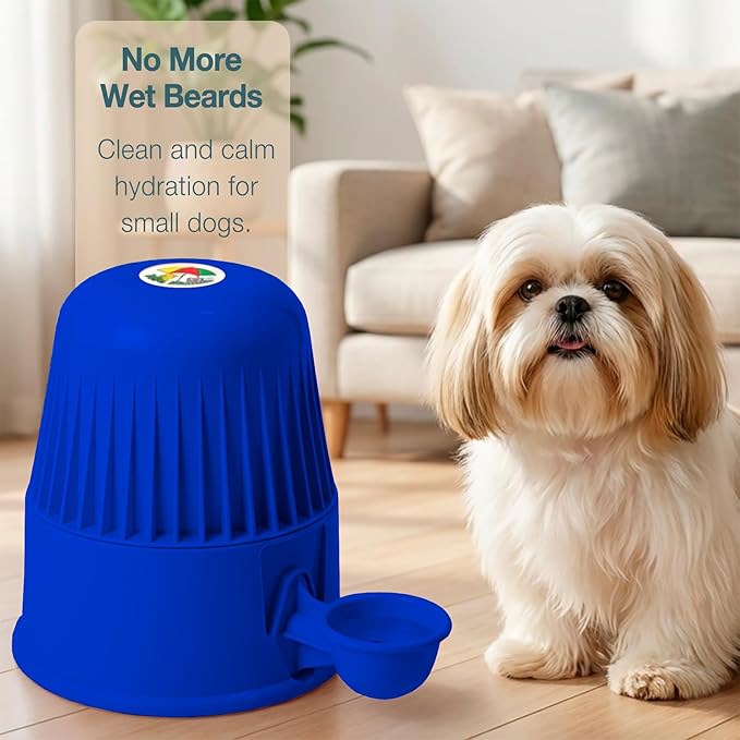 Pet Water Dispenser for Dogs and Cats, 67.6 oz – Gravity-Fed Water Bowl for Clean Drinking, Prevents Wet Fur, BPA-Free Polypropylene, (Opaque Blue)