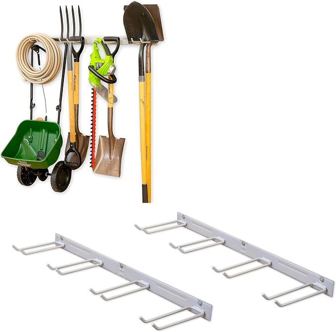 StoreYourBoard Garage Tool Organizer, 72 in, Holds 500 lb, 2 Pack | Garden Tool Rack Wall Mount, Garden Tool Organizer, Shovel Wall Mount, Rubber Coated Hooks