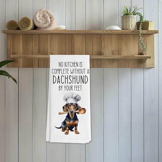 Funny Dachshund Kitchen Towels, Weiner Dog Gifts for Women Men Dish Tea Towels for Kitchen Decor, Gifts for Dachshund Lovers Decorative Hand Towels, 16x24 Inch