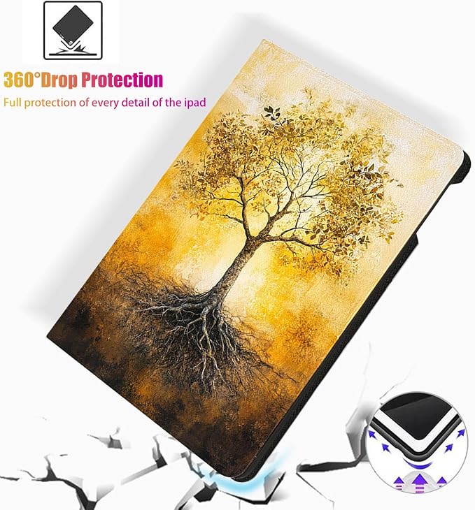 for Microsoft Surface Pro 7 Plus,Surface Pro 7/6/5/4 12.3" Tablet Case,Auto Wake/Sleep,Adjustable Stand Protective Cover - Golden Life Tree