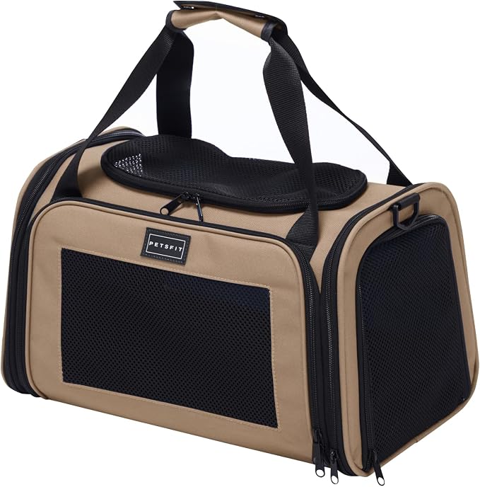 PETSFIT Pet Carrier for Cat, Small Dogs, Khaki
