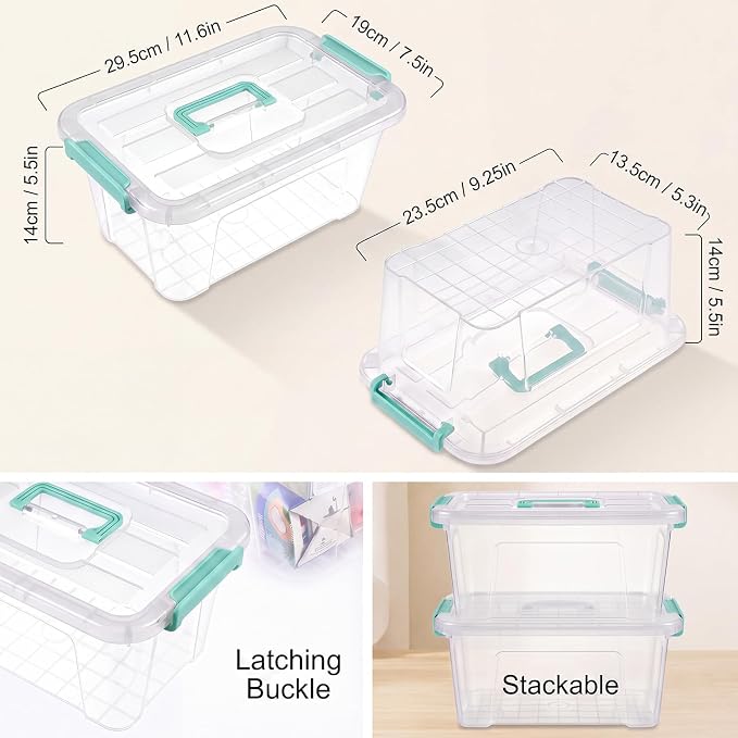 Storage Bins with Lids,7Qt Clear Stackable Storage Containers With Lids Buckle Latches.Perfect for LEGO, Crafts, Office Supplies, and Dorm Room Organization,6-Pack