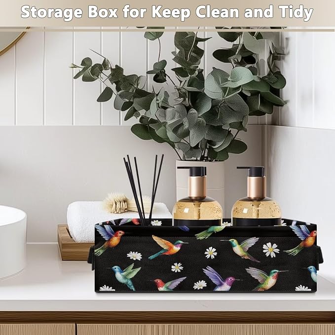 Bird Flower Toilet Paper Basket for Organizing with Handle Decorative Storage Bins for Countertop Toilet Paper Storage Basket Toilet Tank Top Small Basket