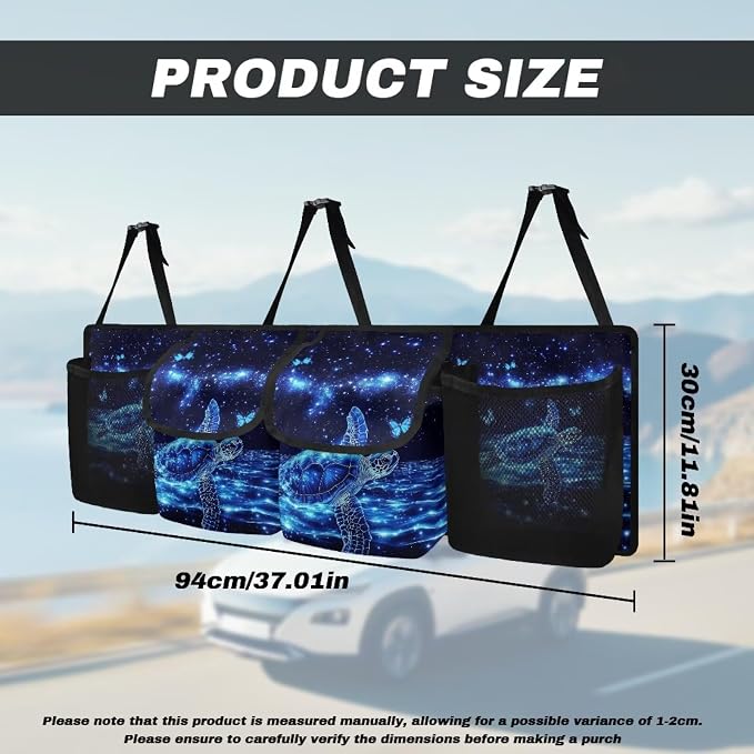Turtle Pattern Car Trunk Organizer Hanging Car Back Seat Storage Bag Auto Cargo Bag Automotive interior Accessories for Most Sedans SUV Jeep Trucks MPV Van