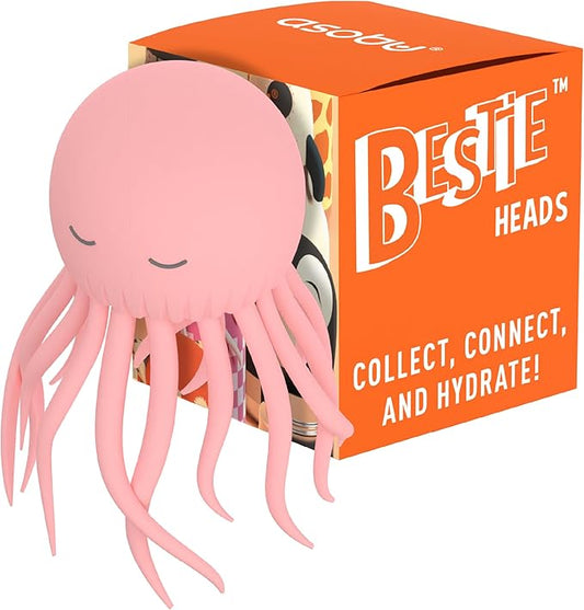 asobu Bestie Bottle Replacement Head For Insulated Stainless Steel Water Bottle, Detachable Soft Animal Head, Collectable Bottle Head for Fun Drinking For Kids, JELLYFISH