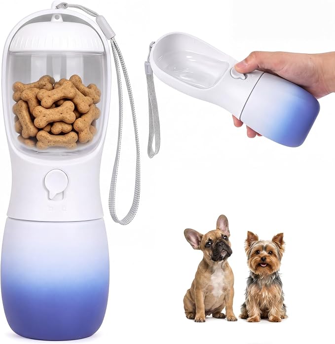 Dog Water Bottle Puppy Essentials, Portable Filtered Dispenser with Travel Dog Food Storage Container, Pet Supplies Gifts Stocking Stuffer Treat Pouches for Pet Training Outdoor Walking Hiking Camping