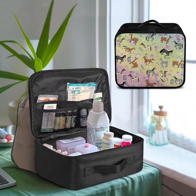 Nurse Horse First Aid Kit Bag Empty Portable First Aid Bag Empty Medium Medicine Storage Bag Medication Travel Bag for College Dorm School Kids Medical Bag Empty Pouch