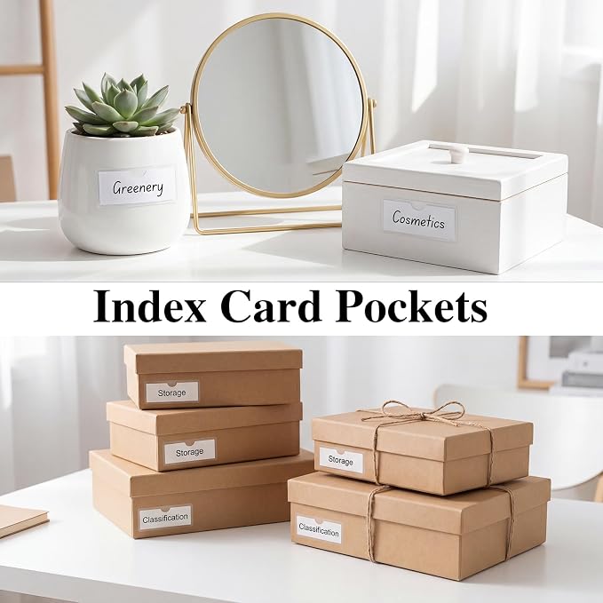 80 Pack Self-Adhesive Label Holders, 1" x 3" Clear Pockets | Top-Loading Pvc Pockets, Clear And Durable, Sticks To Shelves, Bins, Mailboxes, Wood, Metal, Plastic, Cardboard