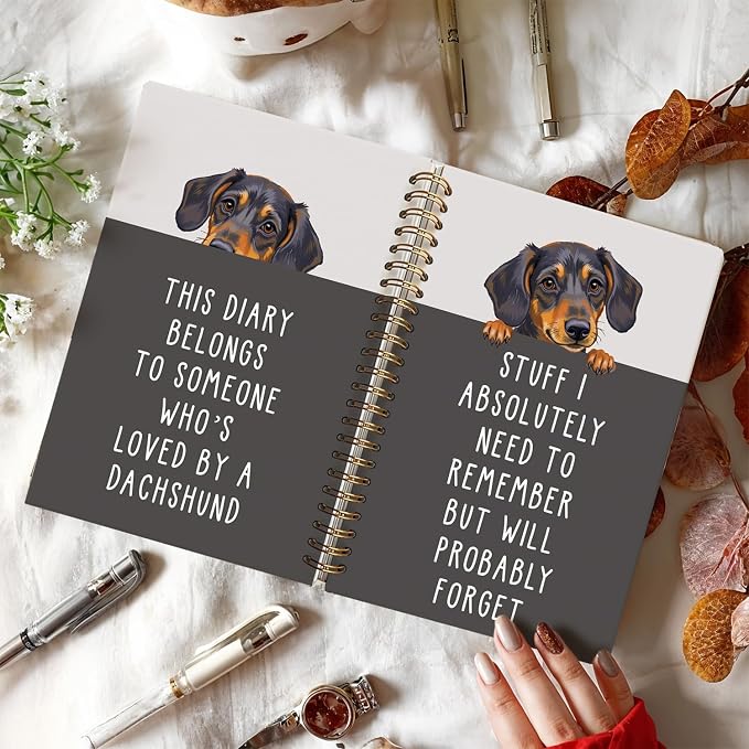 LIANGW Funny Dachshund Gifts for Women & Men | Dachshund Spiral Notebook Journal,Weiner Dog Gifts,Sausage Doxie Dog Gift,5.5x8.3 Inch