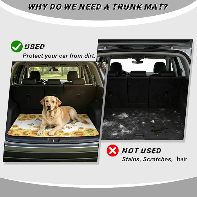 Sunflower Frog Car Trunk Mat Universal Size 29" x 39", All Weather Cargo Mat Protector for SUVs, Trucks, Vans Non Slip Cargo Liner Cover Auto Accessories Decor