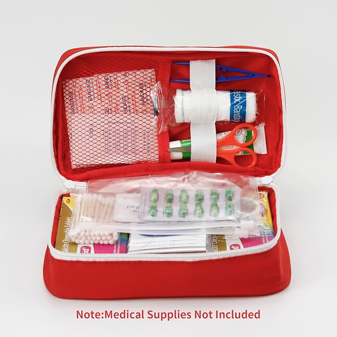 Portable Empty First Aid Kit Bag, Travel Medicine Pouch, Small Medical Bag (Blue)