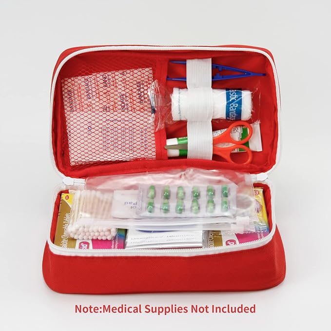Portable Empty First Aid Kit Bag, Travel Medicine Pouch, Small Medical Bag (2 Pieces Blue)