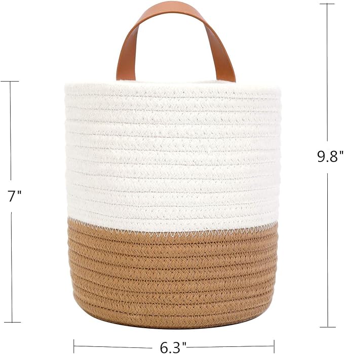 Wall Hanging Storage Basket, Woven Plant Holder for Organizing, 6.3” x 7" | Small decorative basket for towels, and toys, flowers. Hanging storage organizer for wall decor and home organization.