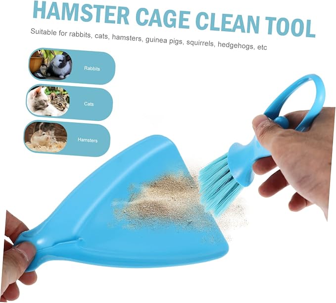 Mini Brooms and Dustpans 2 Sets PVC Plastic Cage Cleaning Tools | Easy to Sweep Debris, Smooth Surface, Simple Storage, for PET Cage and Feces Cleanup