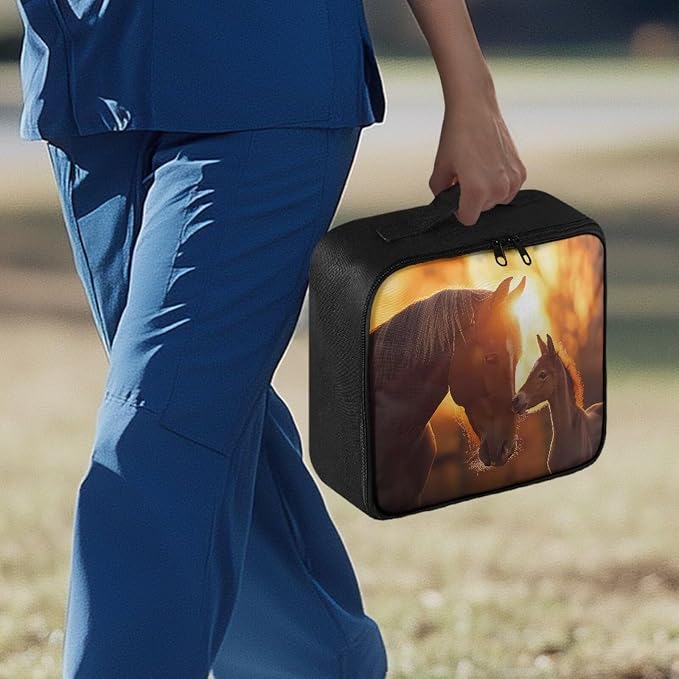 Rnyleeg Sunset Horse First Aid Kit for Home First Aid Bag Empty Emergency Medical Kit Portable Basic Outdoor Essentials Survival Kit