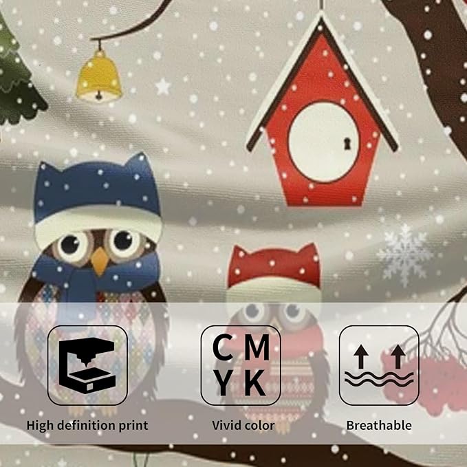 Giwawa Christmas Owl Towels 2PCs Xmas Red Birds Larger Hand Face Towel Winter Tree Berries Absorbent Microfiber Fingertip Towels Soft Guest Face Towel for Bathroom Spa Home Decor