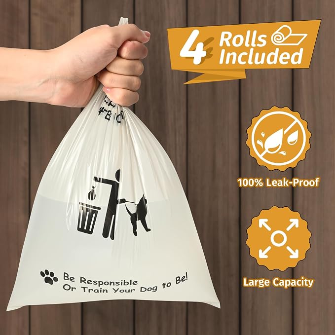 Dog Poop Bag Dispenser for Hanging Use, Grey Poop Bag Holder with Magnetic Closure, Includes 4 Rolls (60 Bags)