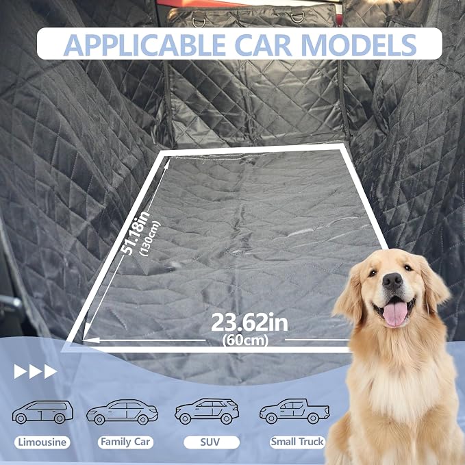 Dog Car Seat Cover for Back Seat, Waterproof Auto Backseat Hammock for Small & Large Dogs,Washable Rear Seat Pet Cover Protector Accessories for Cars, Trucks, SUVs