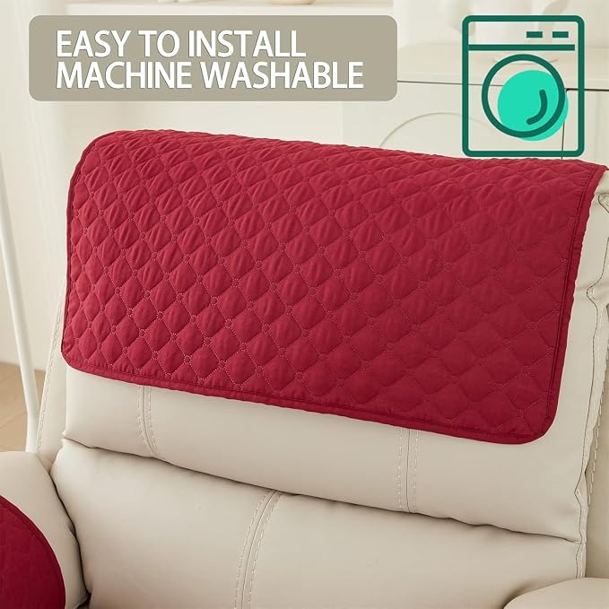 Armrest Covers Armchair Slipcover, Couch Arm Covers Recliner Covers with Storage Pockets Armrest Protector for Chair Sofa(Red,2 Seat | 4 Piece Set)