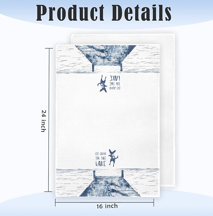 Chihuahua Lake House Decor Dish Towels,Lake House Gifts,Funny Lake Dog Kitchen Towels Decorative,Dog Lover Mom Gifts Hand Towels Drying Cloth for Kitchen Bathroom Decor,16x24 Inch