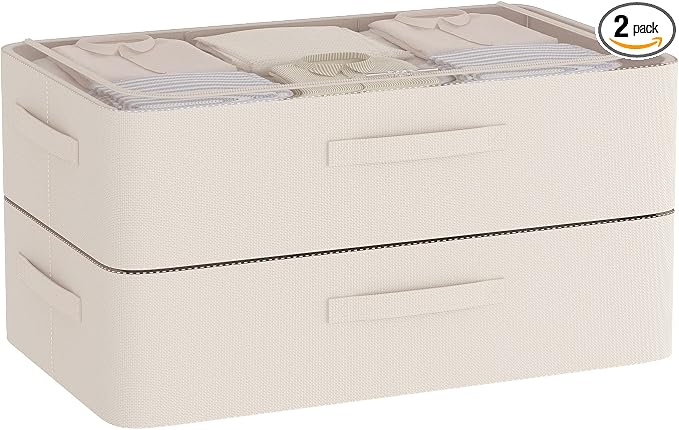 CYhom Under Bed Storage Bins Frame Storage Box Oxford Fabric Sturdy Underbed Container Foldable Stackable Large Capacity Clothes Organizer