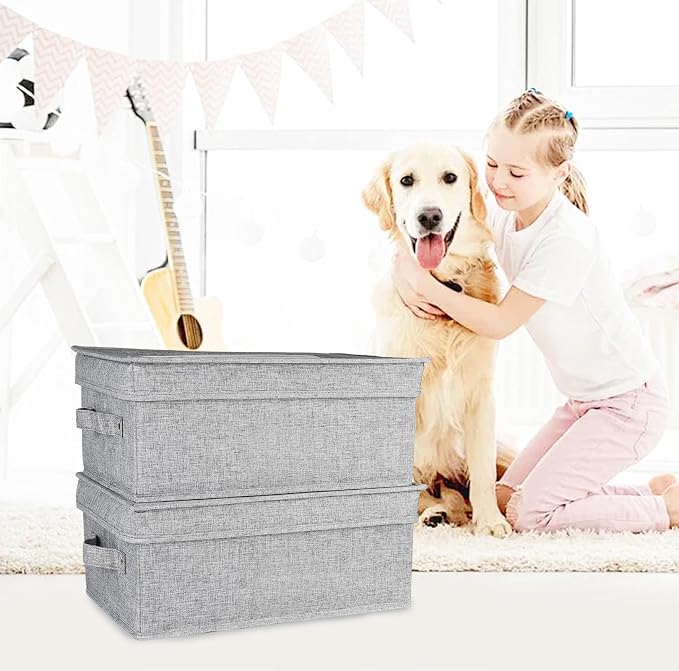 First Aid Box and Pet Frist Aid Kit Case Set, Fabric Medicine Storage Box Empty, Divided First Aid Supplies Organizer Storage with Clear Lid, Emergency Kit Storage Box for Family and Dog-Gray