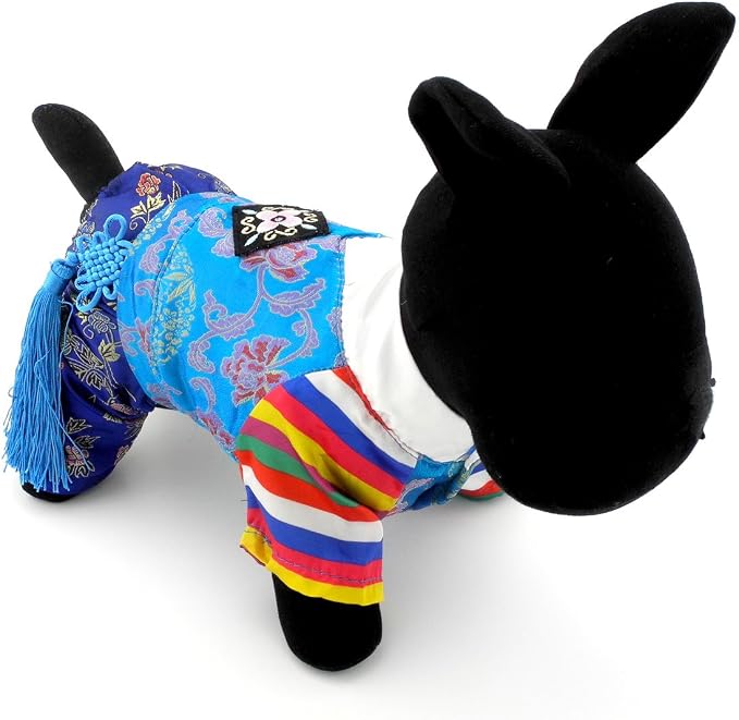 Embroidered Hanbok for Small Dogs, Boy, S | Silky Fabric, Embroidered Norigae, Birthdays, Festivals, Chihuahua, Yorkie, Small Breed, Korean Traditional Pet Costume