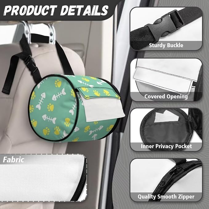 Hanging Bathroom Toilet Paper Tissue Holder Wall Mounted Tissue Towel Roll Holder with Adjustable Strap Easy Installation,Fish Bone